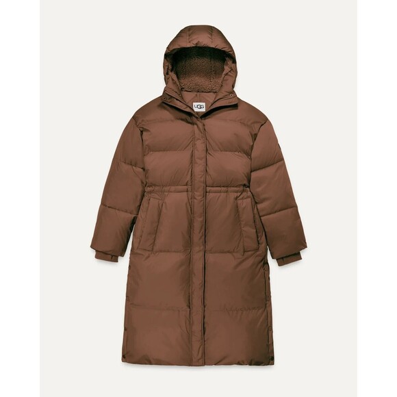 UGG Women Keeley Long Puffer Coat Size Medium with Hood Dark